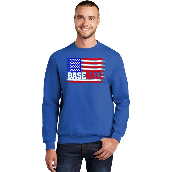 American Flag Funny Baseball Softball Mama Papa Gift Tall Sweatshirt