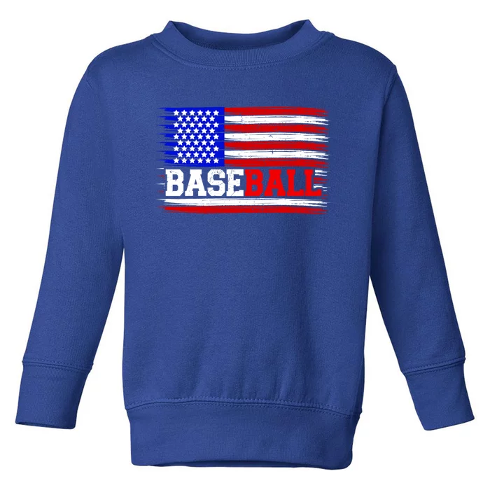 American Flag Funny Baseball Softball Mama Papa Gift Toddler Sweatshirt