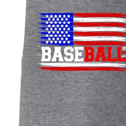 American Flag Funny Baseball Softball Mama Papa Gift Doggie 3-End Fleece Hoodie