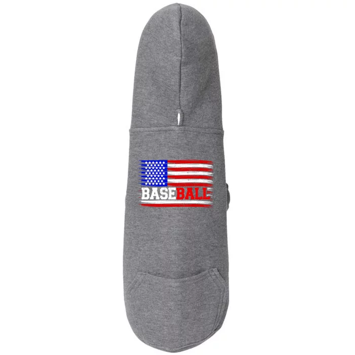 American Flag Funny Baseball Softball Mama Papa Gift Doggie 3-End Fleece Hoodie