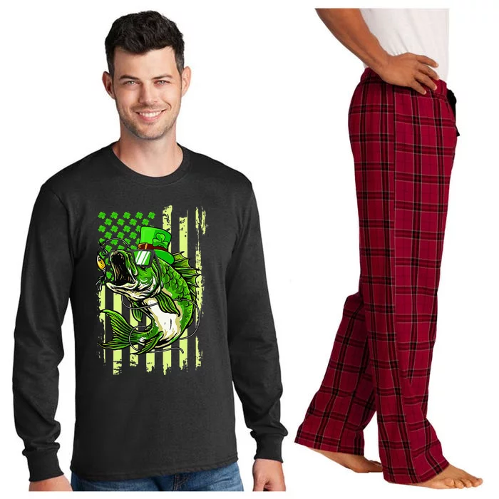 American Flag Fishing St Patrick's Day Irish Lucky Fishing Long Sleeve Pajama Set