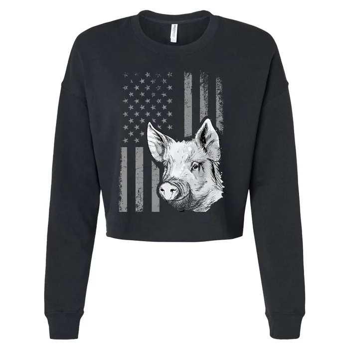 American Flag Farmer Chicken Lover Cropped Pullover Crew