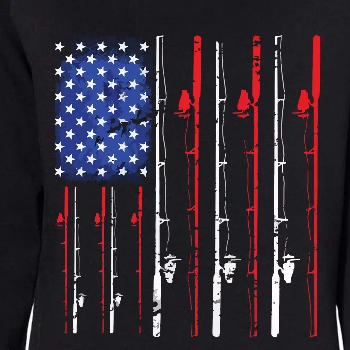 American Flag Fishing Rod Fishing Lover Womens California Wash Sweatshirt