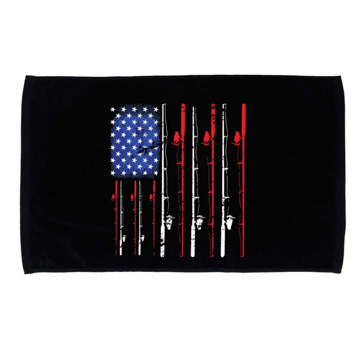 American Flag Fishing Rod Fishing Lover Microfiber Hand Towel