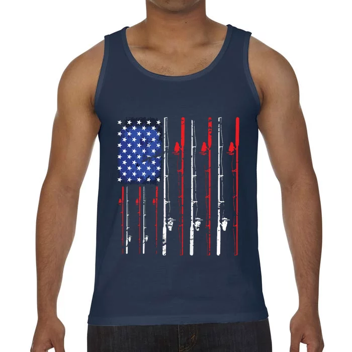 American Flag Fishing Rod Fishing Lover Comfort Colors® Tank Top