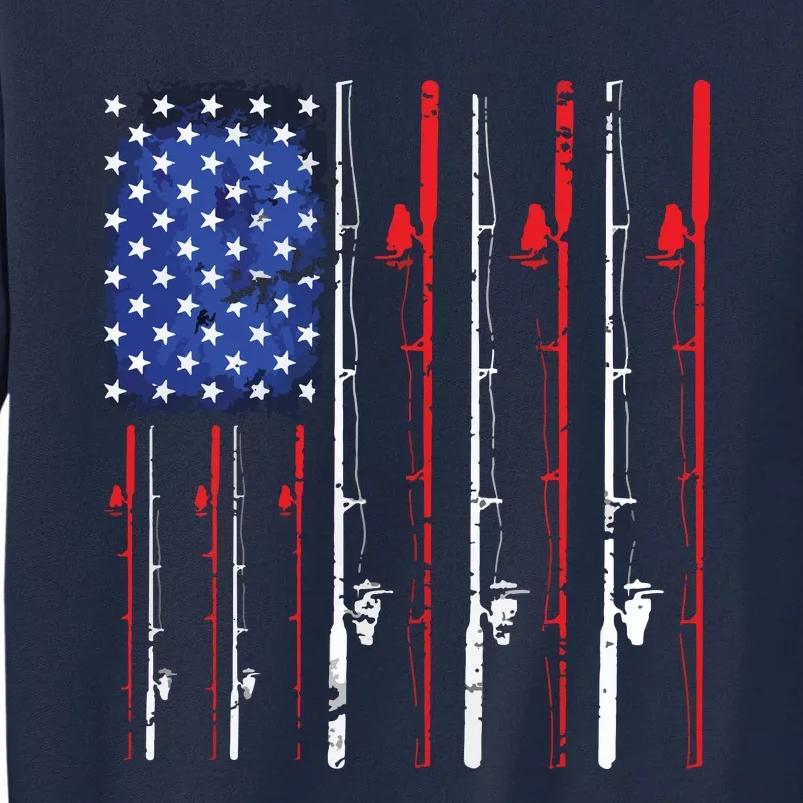 American Flag Fishing Rod Fishing Lover Tall Sweatshirt