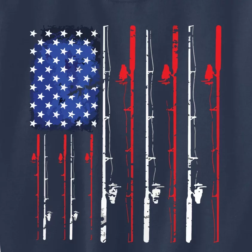 American Flag Fishing Rod Fishing Lover Kids Sweatshirt