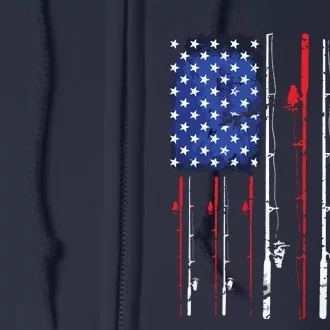 American Flag Fishing Rod Fishing Lover Full Zip Hoodie