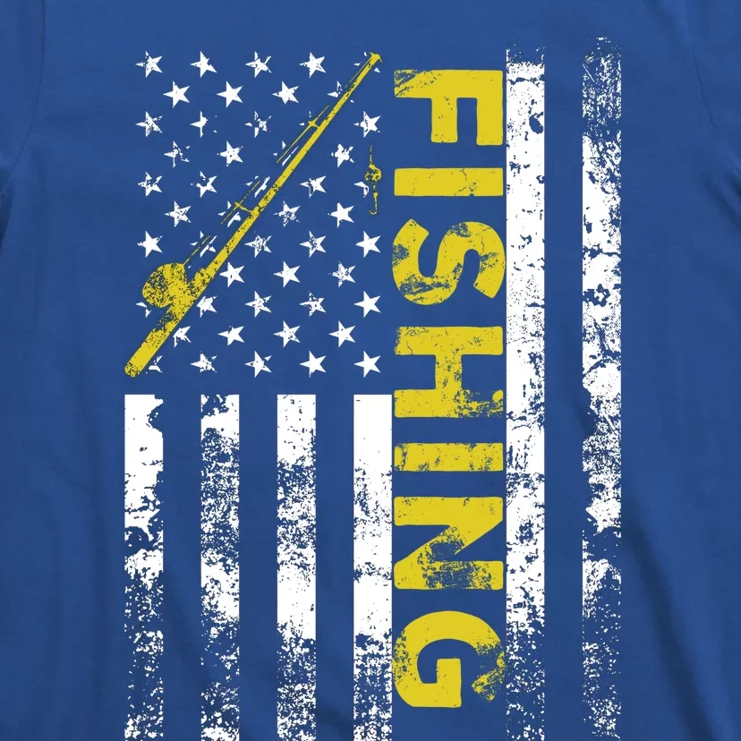 American Flag Fishing Rod Usa Patriotic Funny Gift T-Shirt