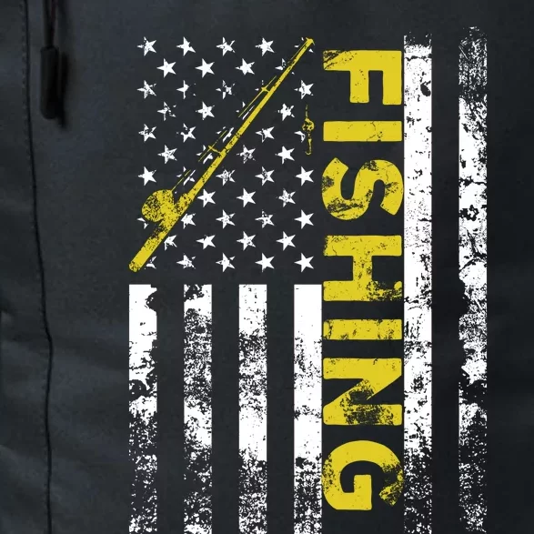 American Flag Fishing Rod Usa Patriotic Funny Gift Daily Commute Backpack