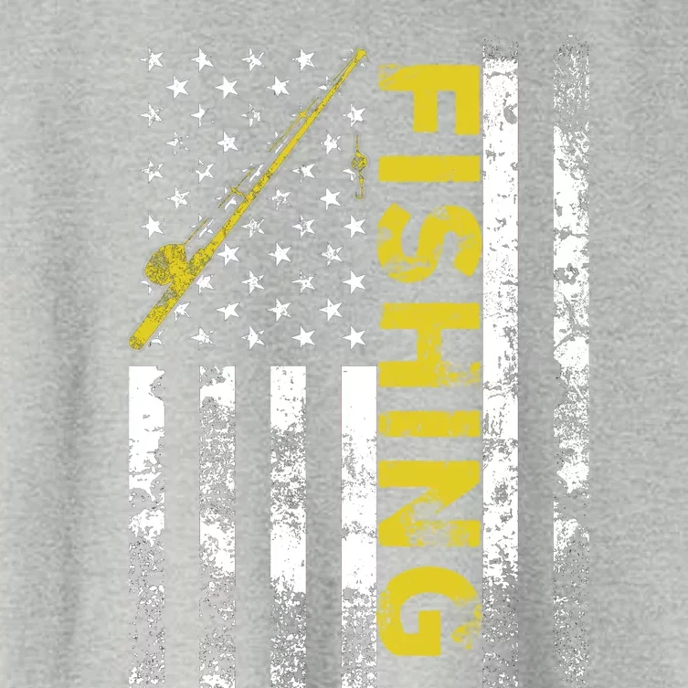 American Flag Fishing Rod Usa Patriotic Funny Gift Women's Crop Top Tee