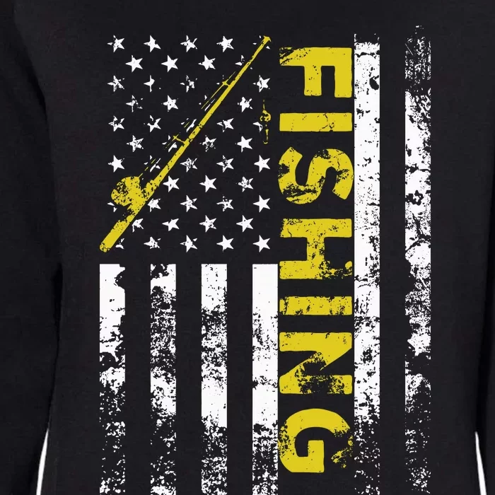 American Flag Fishing Rod USA Patriotic Womens California Wash Sweatshirt