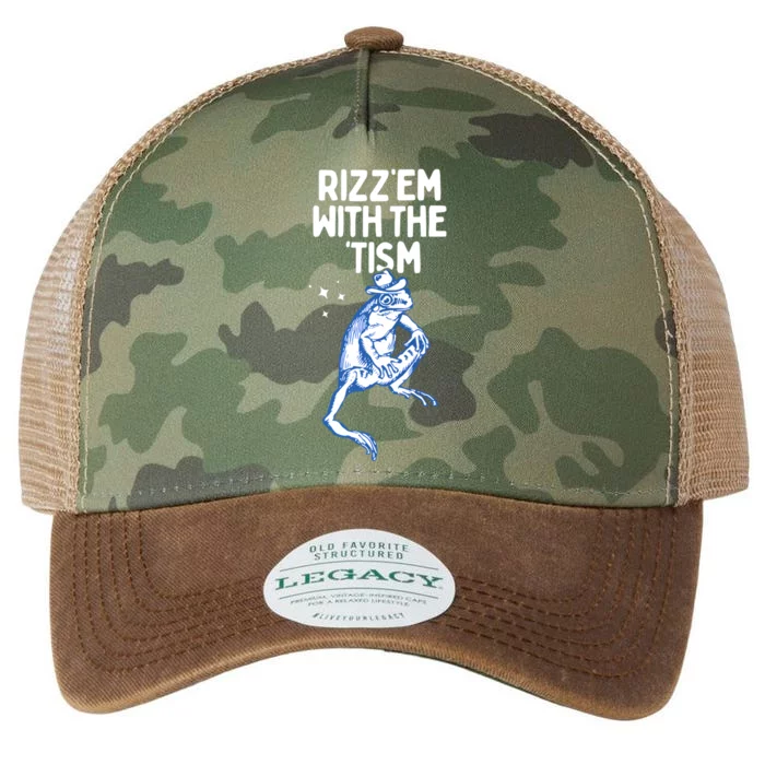 Autism Frog Funny Rizz Em With The Tism Meme Autistic Frog Gift Legacy Tie Dye Trucker Hat