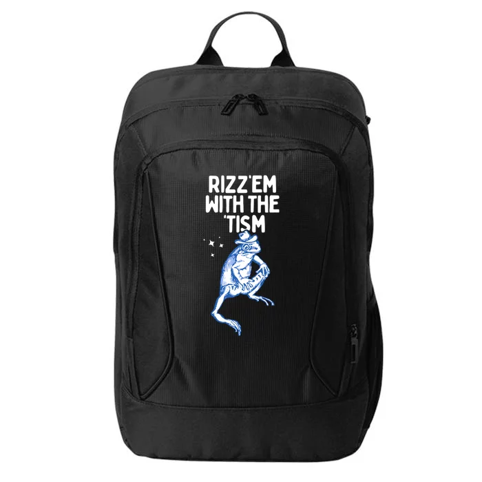 Autism Frog Funny Rizz Em With The Tism Meme Autistic Frog Gift City Backpack