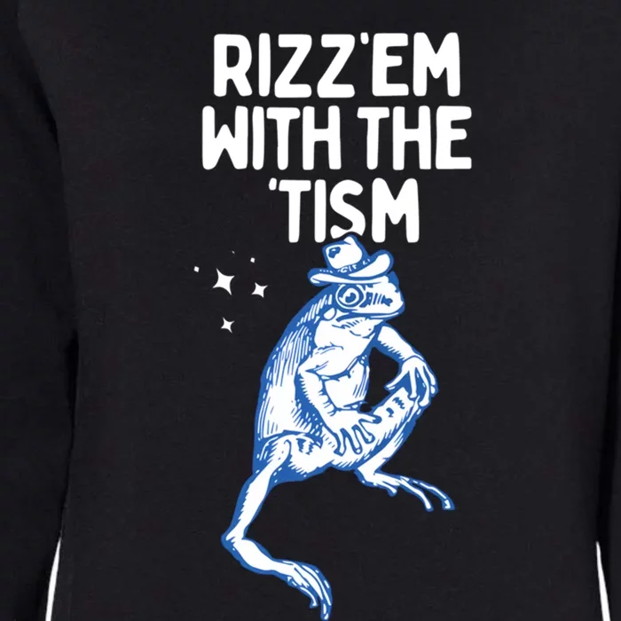 Autism Frog Funny Rizz Em With The Tism Meme Autistic Frog Gift Womens California Wash Sweatshirt