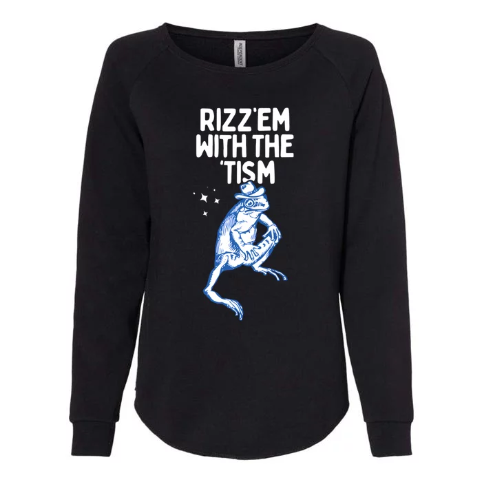 Autism Frog Funny Rizz Em With The Tism Meme Autistic Frog Gift Womens California Wash Sweatshirt