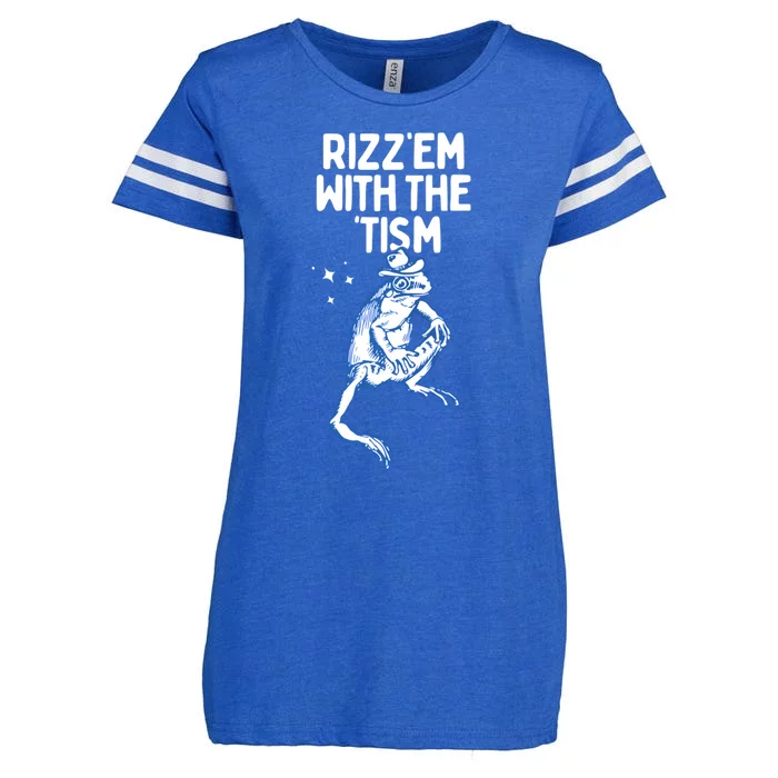 Autism Frog Funny Rizz Em With The Tism Meme Autistic Frog Gift Enza Ladies Jersey Football T-Shirt