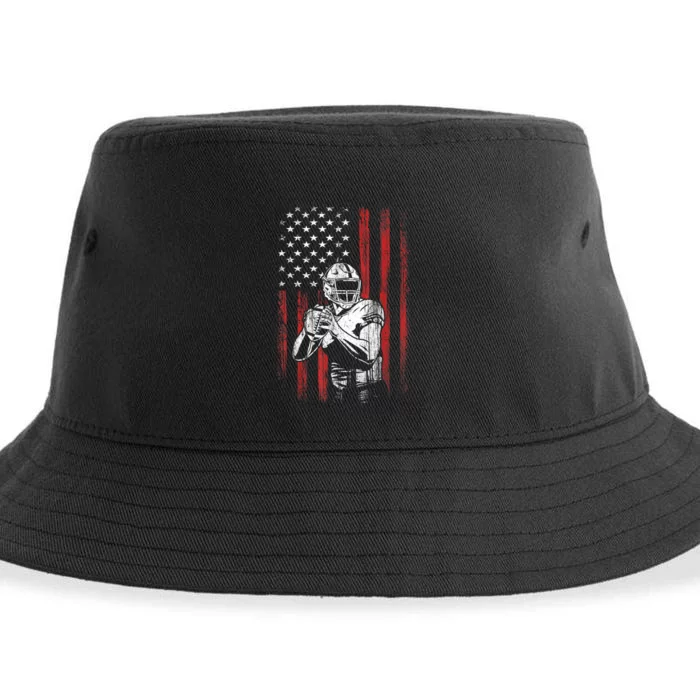 American Flag Football Team Gift Sustainable Bucket Hat