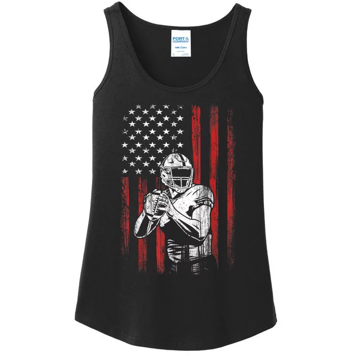 American Flag Football Team Gift Ladies Essential Tank