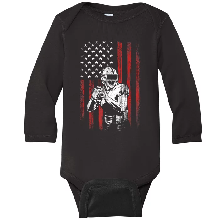 American Flag Football Team Gift Baby Long Sleeve Bodysuit