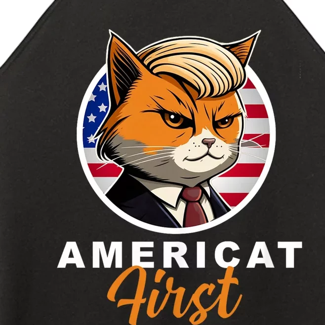 Americat First Funny Patriotic America Cat President Outfit Women’s Perfect Tri Rocker Tank