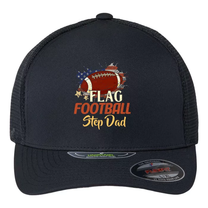 American Flag Football Step Dad Funny Gift For FatherS Day Meaningful Gift Flexfit Unipanel Trucker Cap