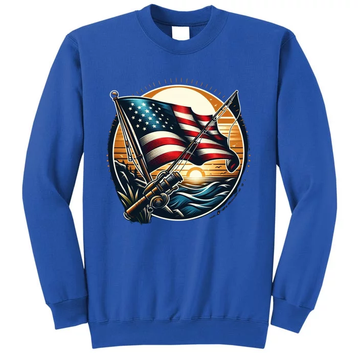 American Flag Fish Fisher Fisher Vintage Bass Fishing Usa Gift Sweatshirt