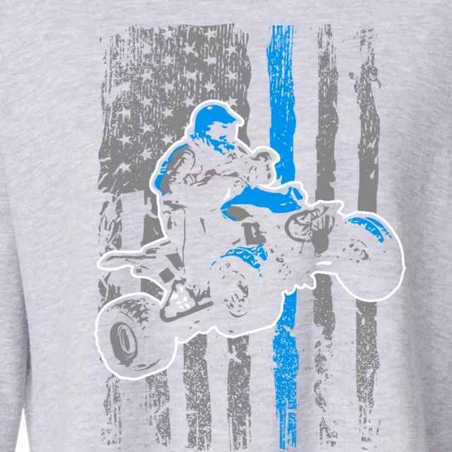 American Flag Four Wheeler Quad Men Atv Riding Gift Cropped Pullover Crew