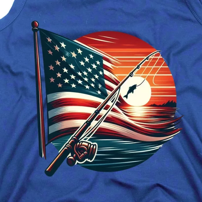 American Flag Fish Fisher Fisher Funny Bass Fishing Usa Gift Tank Top