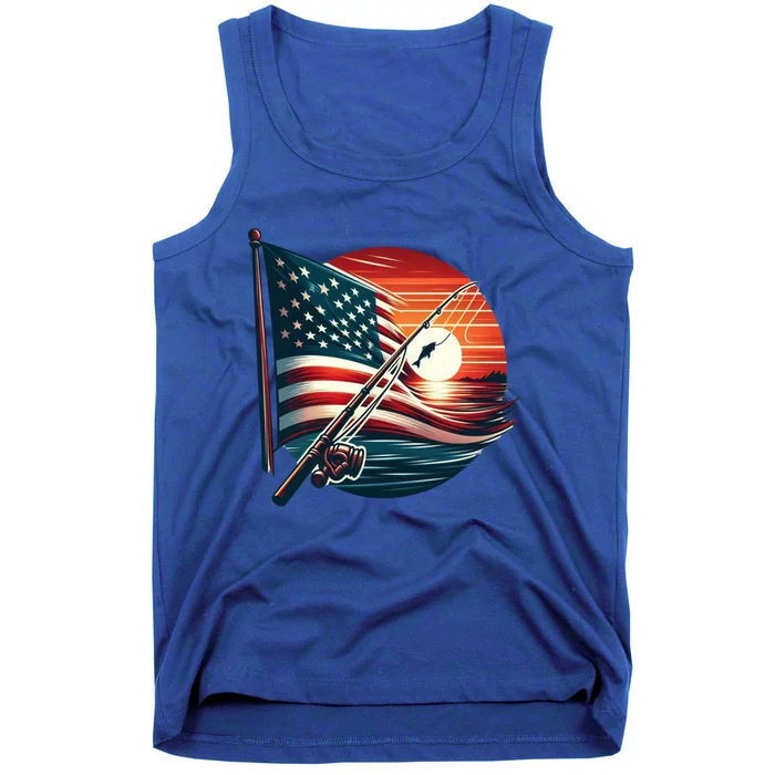 American Flag Fish Fisher Fisher Funny Bass Fishing Usa Gift Tank Top