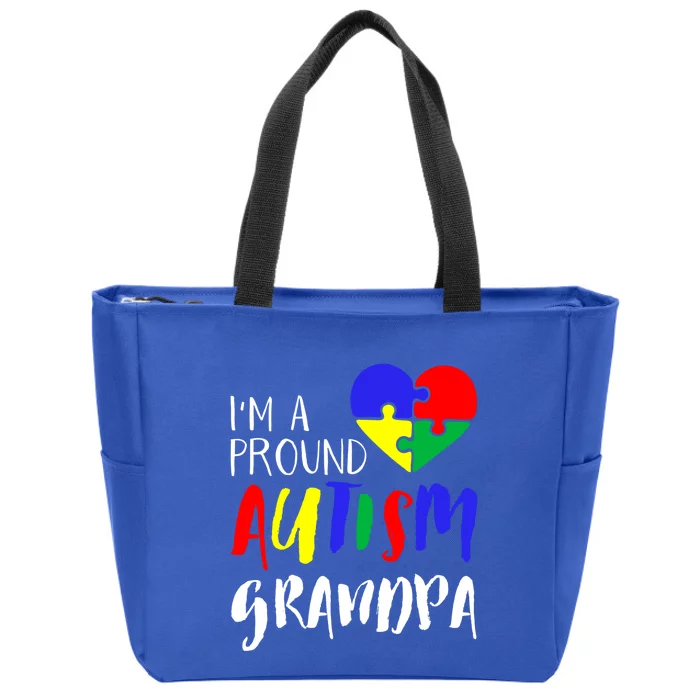 Autism Family Gift Proud Autism Grandpa Funny Gift Autism Funny Gift Zip Tote Bag