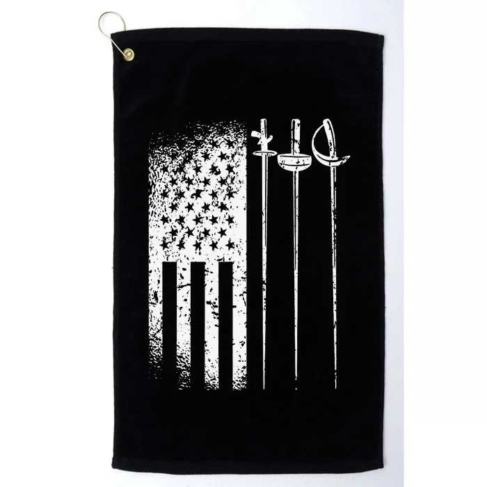 American Fencing Gear Patriotic USA Flag Fencer 4th of July Platinum Collection Golf Towel