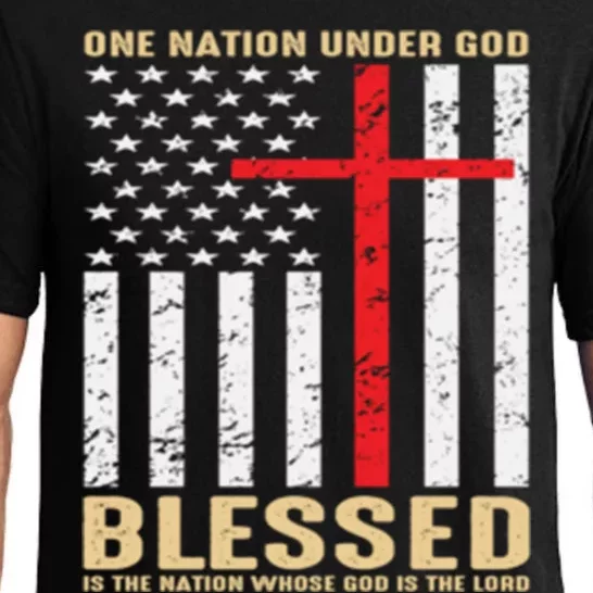 American Flag Gift One Nation Under God Great Gift Pajama Set