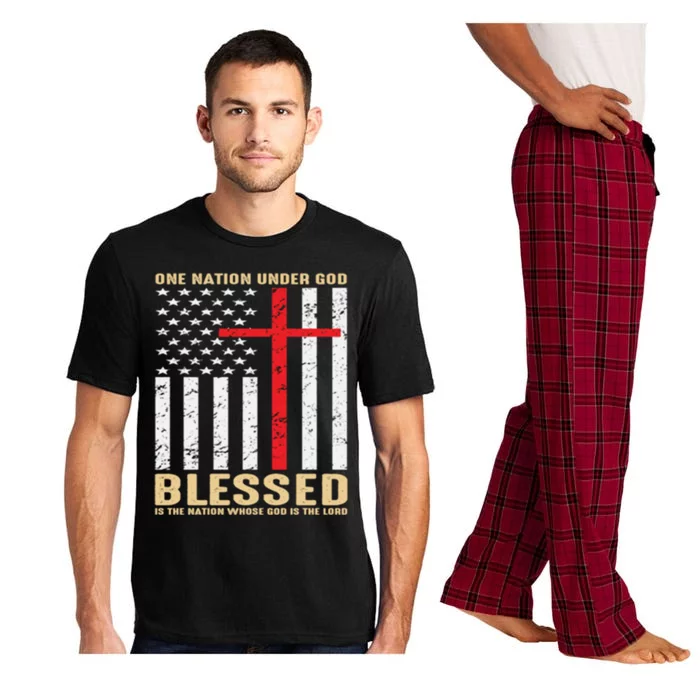 American Flag Gift One Nation Under God Great Gift Pajama Set