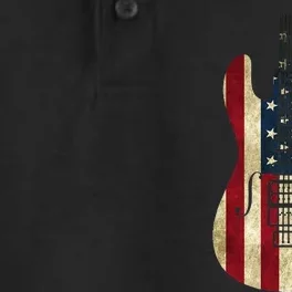 American Flag Guitar 4th of July Patriotic Tee Great Gift Dry Zone Grid Performance Polo