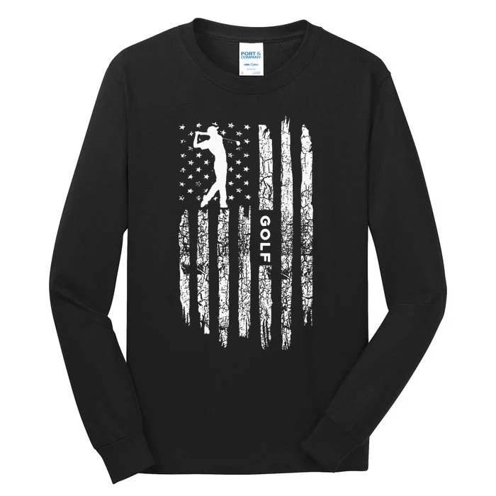 American Flag Golf Clothing - Golfer Vintage Golf Tall Long Sleeve T-Shirt