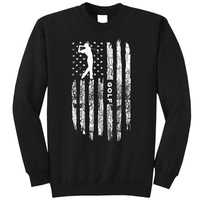 American Flag Golf Clothing - Golfer Vintage Golf Tall Sweatshirt