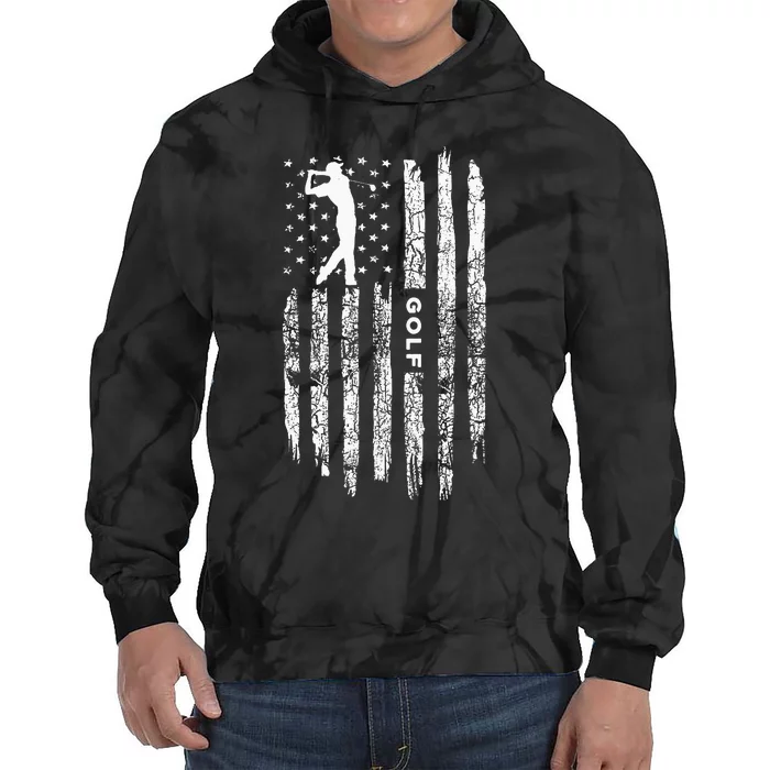 American Flag Golf Clothing - Golfer Vintage Golf Tie Dye Hoodie