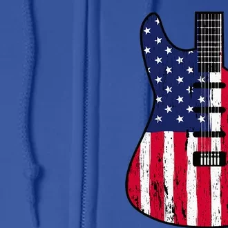 American Flag Guitar Funny Usa Guitarist Outfit Full Zip Hoodie