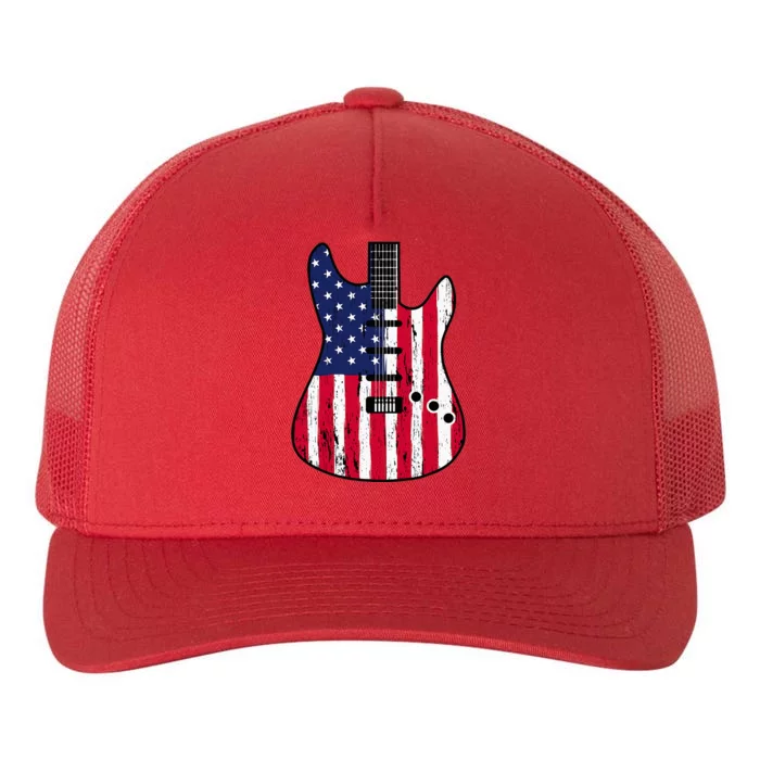 American Flag Guitar Funny Usa Guitarist Outfit Yupoong Adult 5-Panel Trucker Hat