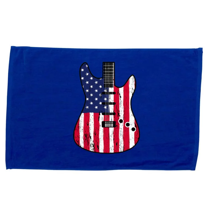 American Flag Guitar Funny Usa Guitarist Outfit Microfiber Hand Towel