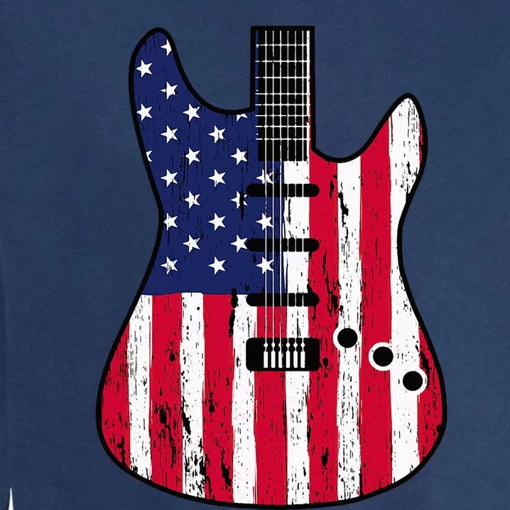 American Flag Guitar Funny Usa Guitarist Outfit Garment-Dyed Sweatshirt