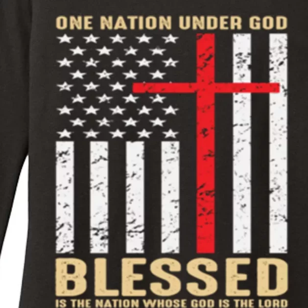 American Flag Gift One Nation Under God Great Gift Womens CVC Long Sleeve Shirt