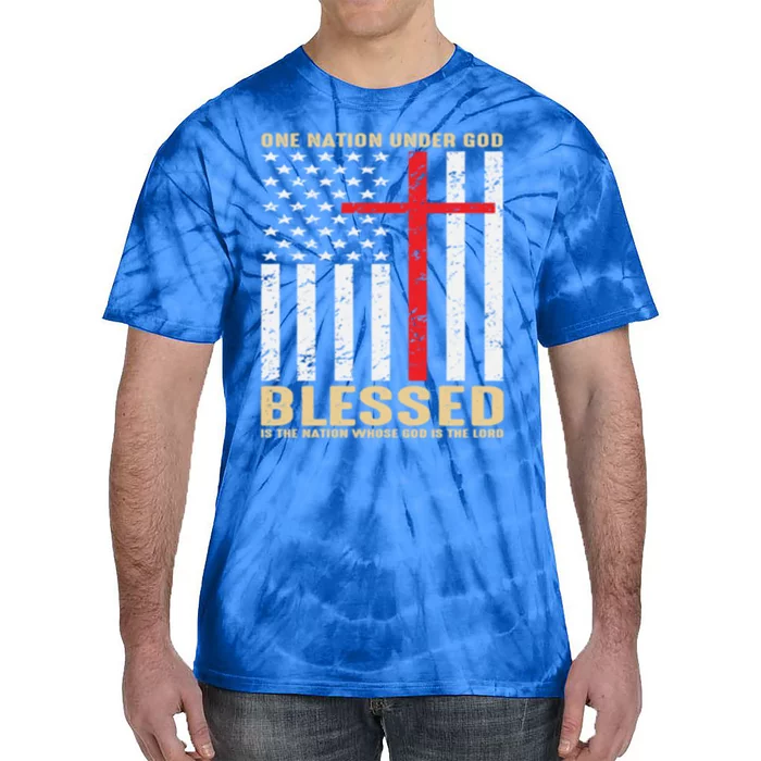 American Flag Gift One Nation Under God Great Gift Tie-Dye T-Shirt