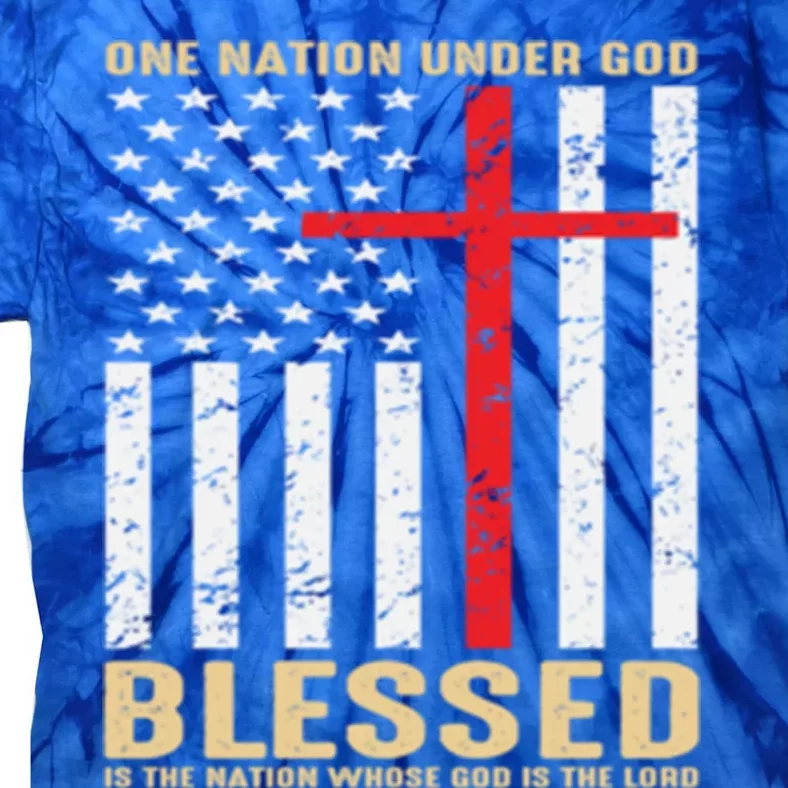 American Flag Gift One Nation Under God Great Gift Tie-Dye T-Shirt