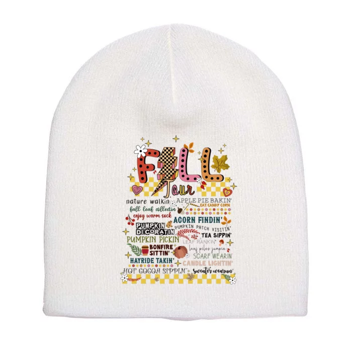 Autumn Fall Graphic Short Acrylic Beanie