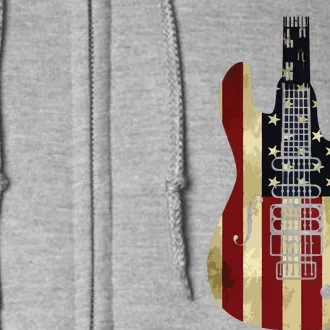 American Flag Guitar 4th Of July Patriotic Tee Great Gift Full Zip Hoodie