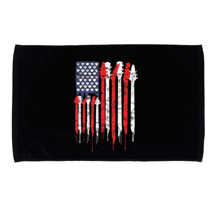 American Flag Guitar Red White Patriotic Music Lover Microfiber Hand Towel