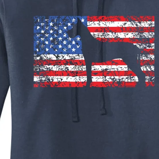 American Flag Great Dane Dog 4th Of July USA Gift Women's Pullover Hoodie