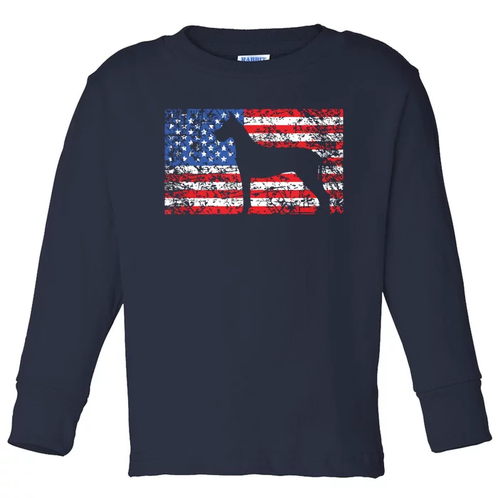 American Flag Great Dane Dog 4th Of July USA Gift Toddler Long Sleeve Shirt